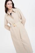 Płaszcze damskie - Elegancki jasnobeżowy płaszcz - Greenpoint - miniaturka - grafika 1