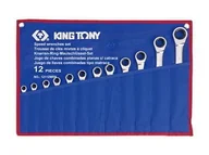 Klucze i nasadki - King Tony Zestaw Kluczy Płasko-Oczkowych 8-24Mm Z Grzechotką Jednokierunkową W Etui/12Szt. - miniaturka - grafika 1