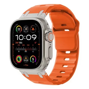 Pasek D-Pro Metro Band opaska sportowa do Apple Watch 4/5/6/7/8/9/10/SE/Ultra 44/45/46/49mm (Pomarańczowy / Srebrny) - Akcesoria do smartwatchy - miniaturka - grafika 1