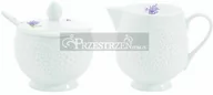 Cukiernice - KOMPLET - PORCELANOWA CUKIERNICA I MLECZNIK Belle Maison LAWENDA I KORONKI (1023 LAV) - miniaturka - grafika 1