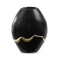 Wazony i flakony - Wazon Ceramiczny Ebru 20X11X25 Czarny + Złoty - miniaturka - grafika 1