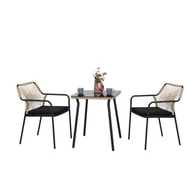 Meble ogrodowe - Zestaw Harmony stolik i 2 fotele czarno-brązowy - miniaturka - grafika 1