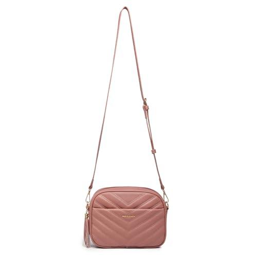 Miss Lulu Damska torba na ramię, mała damska torebka na ramię, torebka damska, z regulowanym paskiem na ramię, Różowy