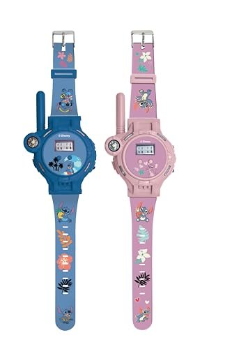 Lexibook, Disney Stitch, zegarki Walkie-Talkie, 2 sztuki, Zasięg do 200 m, Latarka, Kompas, Akumulator, Niebieski i Różowy, DMWTW1D