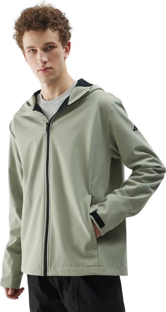 Kurtka męska softshell 4F M324 oliwkowa 4FWSS25TSOFM324 44S L