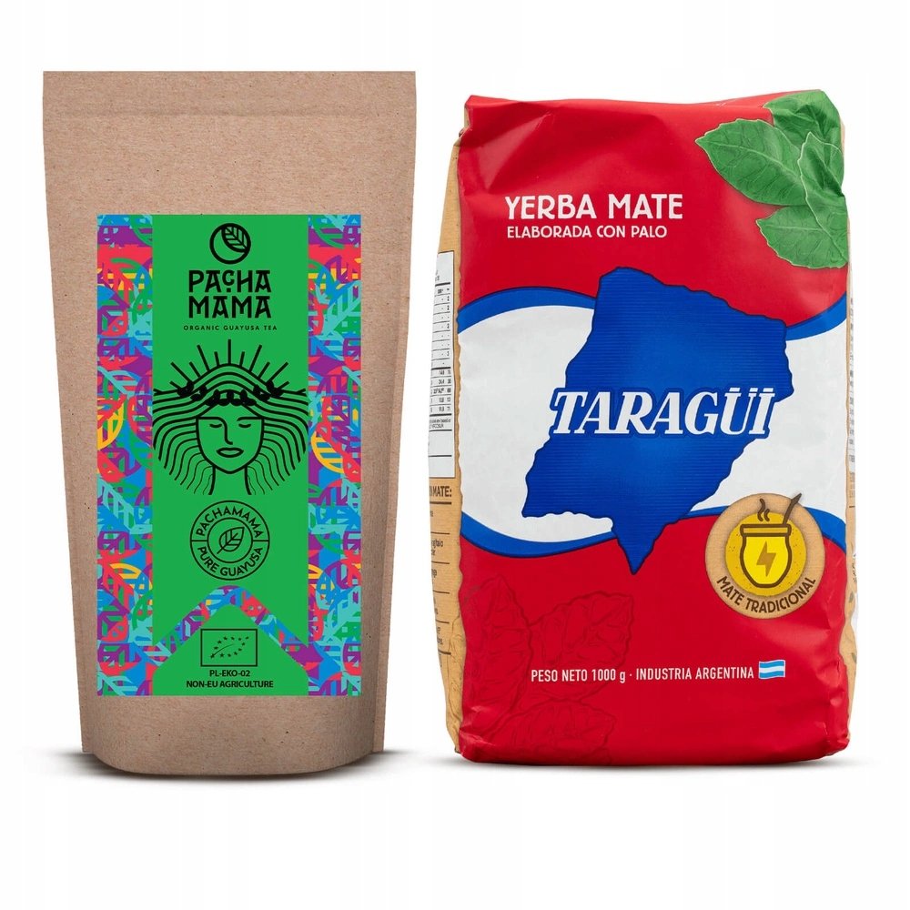 Zestaw Yerba Mate Taragui con Palo 1kg Pachamama Guayusa Guarana 500g