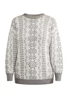 Swetry damskie - Jalene Damski sweter z dzianiny 15425014-JA03, szaro-biały, M/L, szary biały, M-L - miniaturka - grafika 1