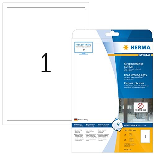 Herma Schilder A4 wei 190x275 mm Folie 25 St. - 8334