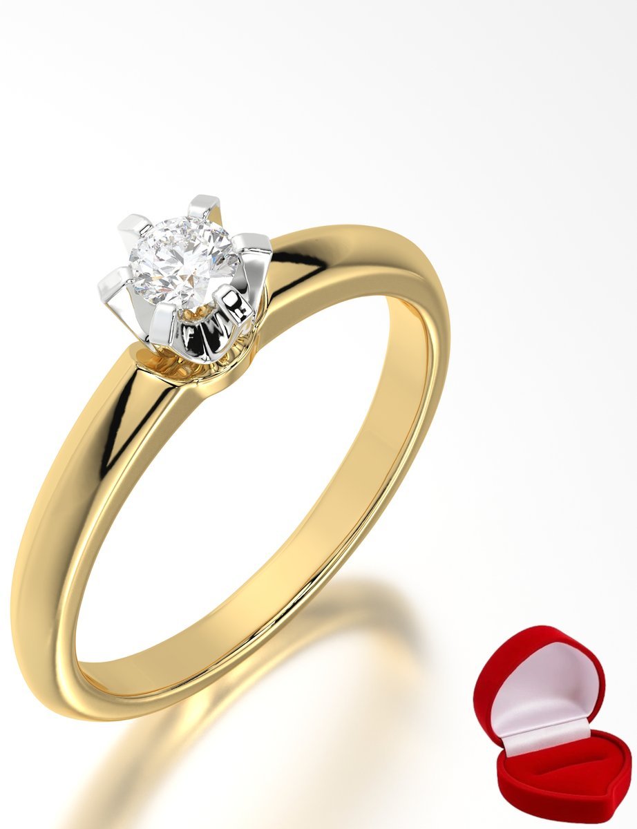 ZŁOTY PIERŚCIONEK ZARĘCZYNOWY 585 14k DIAMENT BRYLANT 0,14 ct R10