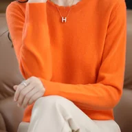 Swetry damskie - TEMU Sweter Damski Elegancki Slim Fit - Elastyczny Sweter z Długim Rękawem, Nieprzezroczysty Jednokolorowy Top na Codzień i Stylowe Wyjścia – - miniaturka - grafika 1