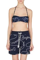 Spodenki damskie - Emporio Armani Swimwear Damskie szorty Emporio Armani z logomanią, granatowe/białe, L, Marine/White, L - miniaturka - grafika 1