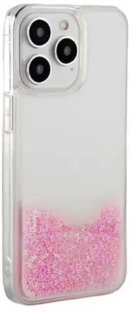 iLike Tylny pokrowiec Apple iPhone 15 Pro Silicone Case Water Glitter Pink ILIAPP15PSWGP