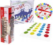 Gry planszowe - Zestaw gier mata gra rodzinna twister + drewniana wieża jenga - miniaturka - grafika 1