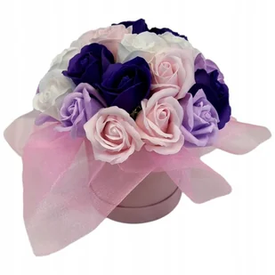Pachnący Flower Box pudełko bukiet z Różami Mydlanymi Prezent dla KOBIETY - Sztuczne kwiaty - miniaturka - grafika 1
