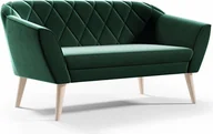 Sofy i kanapy - BETTSO Modna tapicerowana sofa 2-osobowa w stylu skandynawskim na drewnianych nogach z eleganckimi przeszyciami VIVA 2 Butelkowa Zielona - miniaturka - grafika 1