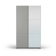 Szafy - Szara szafa z lustrem i drzwiami przesuwnymi 122x215 cm Lisburn – Cosmopolitan Design - miniaturka - grafika 1