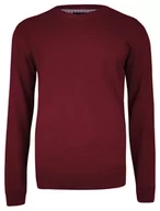 Swetry męskie - Sweter Ciemny Czerwony w Serek (V-neck), Klasyczny -Adriano Guinari- Męski - miniaturka - grafika 1