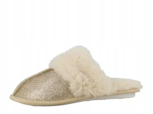 Kapcie Papcie Damskie złote brokatowe futrzane ciepłe r. 39 B967320 - Kapcie damskie - miniaturka - grafika 1