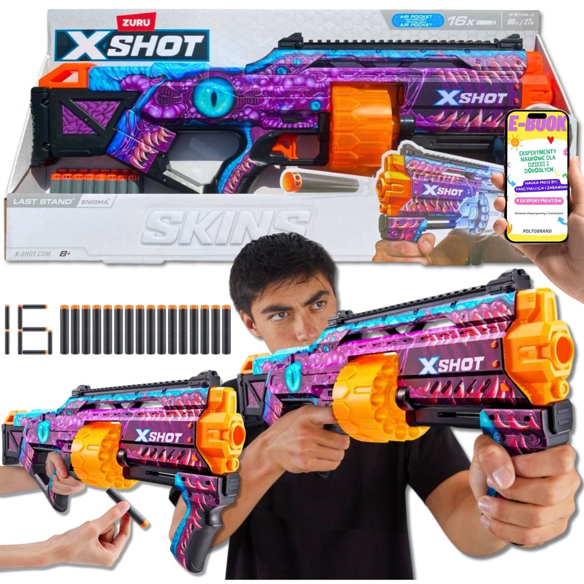 WYRZUTNIA STRZAŁEK X-SHOT SKINS LAST STAND KARABIN DLA DZIECKA • Wyrzutnia 16 strzałek • PREZENT DLA CHŁOPCA Wyrzutnia TYPU nerf + EBOOK