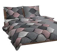 Pościel - Pościel bawełniana 160x200 szara różowa biała warkocze - miniaturka - grafika 1