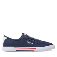 Trampki męskie - Tenisówki Pepe Jeans Brady Men Basic PMS30816 Granatowy - miniaturka - grafika 1