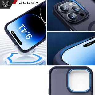 Etui do iPhone 15 Pro MagSafe Matt Case Cover matowe obudowa Alogy Ring pancerne na telefon Granatowe - Etui i futerały do telefonów - miniaturka - grafika 5