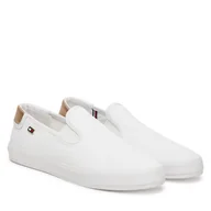 Trampki damskie - Tenisówki Tommy Hilfiger Vulc Canvas Slip-On Sneaker FW0FW08645 Biały - miniaturka - grafika 1