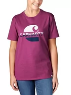 Koszulki sportowe damskie - Koszulka damska bawełniana Carhartt Heavyweight Fadded C Magenta Agate - miniaturka - grafika 1