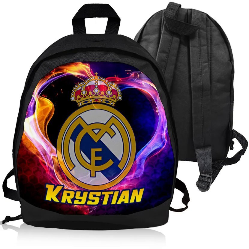 Plecak Personalizowany REAL MADRID - NADRUK IMIĘ - Idealny na Prezent!
