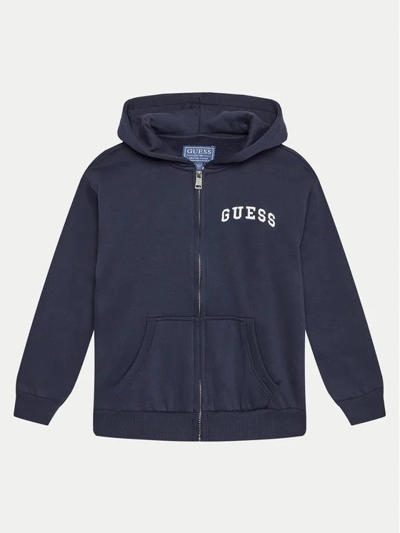 GUESS GRANATOWA BLUZA DZIECIĘCA Z KAPTUREM I APLIKACJAMI 136-146 1GŁA