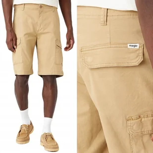 Wrangler CASEY JONES CARGO SHORTS Kelp KRÓTKIE BEŻOWE SPODENKI W32 - Spodenki męskie - miniaturka - grafika 1