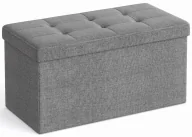 Pufy i podnóżki - Jasnoszara prostokątna pufa ze schowkiem L2-A76 - miniaturka - grafika 1
