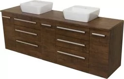 Szafka łazienkowa antyczne drewno 210cm FOKUS z blatem i dwiema umywalkami - Szafki łazienkowe Szafka łazienkowa antyczne drewno 210cm FOKUS z blatem i dwiema umywalkami - Szafki łazienkowe - miniaturka - grafika 1