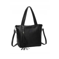 Torebki damskie - Stylowa Pojemna Czarna Torebka Damska Shopper Torba A4 LUIGISANTO - miniaturka - grafika 1