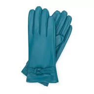 Rękawiczki - Damskie rękawiczki skórzane z supełkiem - miniaturka - grafika 1