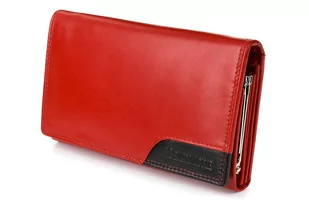 Damski skórzany portfel duży poziomy z biglem RFiD czerwony BELTIMORE czerwony - Portfele - miniaturka - grafika 3