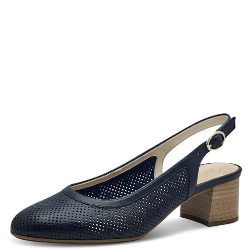 TAMARIS Comfort damskie czółenka ze skóry, eleganckie czółenka, granatowe, 42 EU, grantowy, 42 EU