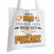 Torby i wózki na zakupy - Torba Bawełniana biała dla Piekarza Na Prezent ekologiczna Trwały Nadruk - miniaturka - grafika 1