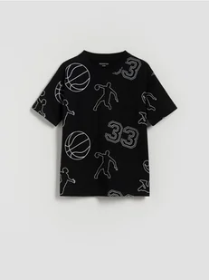 Reserved - Bawełniany t-shirt z nadrukiem - czarny - Koszulki dla chłopców - miniaturka - grafika 1