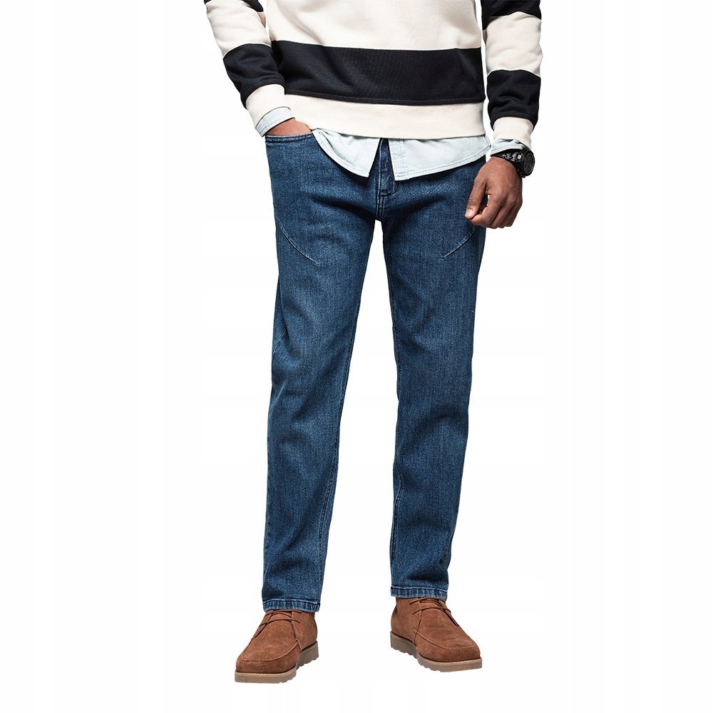 Spodnie męskie jeansy carrot fit ciemnoniebieskie Ombre OM-PADP-0227 V2 S