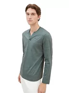 Koszulki męskie - TOM TAILOR Koszulka męska z długim rękawem, 32448 - Green Dust Stripy Inject, XL - miniaturka - grafika 1