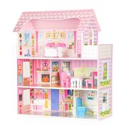Domki dla lalek - Duży Drewniany Domek Dla Lalek + Meble Ecotoys - miniaturka - grafika 1