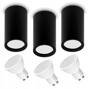 3 x Oprawa Natynkowa Tuba Czarna Halogen Żarówka Led GU10 7W - Oprawy, klosze i abażury - miniaturka - grafika 1