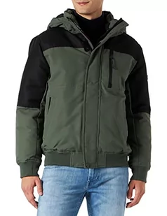 Tommy Jeans Męskie wyściełane płaszcze TJM Colorblock Tech Bomber, Avalon Green, XXL - Płaszcze męskie - miniaturka - grafika 1