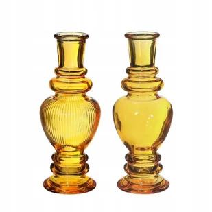 Szklany wazon świecznik 15,5 cm ocre - Świeczniki - miniaturka - grafika 1