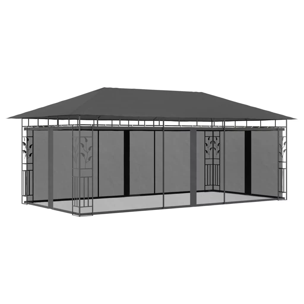 vidaXL Altana ogrodowa z moskitierą, 6x3x2,73 m, antracytowa