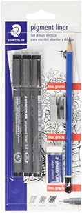 Staedtler 308 SBK3P2 Zestaw rysunków technicznych: 3 markery Pigment Liner, długopis, gumka i krawędzie tnące. - Długopisy - miniaturka - grafika 1