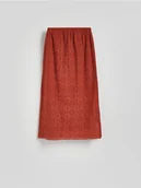 Spódnice - Reserved - Ażurowa spódnica z rozcięciami - intenstywna czerwień - miniaturka - grafika 1