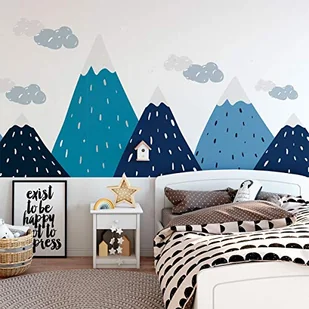 Naklejka na ścianę, samoprzylepna, dla dzieci, olbrzymia dekoracja, skandynawskie góry do pokoju dziecięcego, Trekka, 100 x 280 cm - Wyposażenie pokoiku dziecięcego - miniaturka - grafika 1