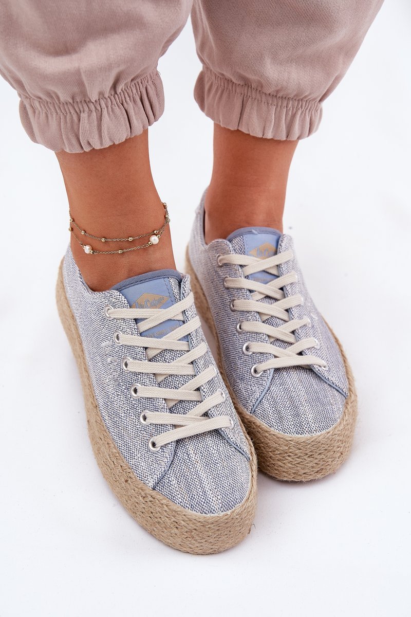 Trampki Damskie Na Platformie Z Plecionką Lee Cooper LCW-25-02-3283 Niebieskie-37